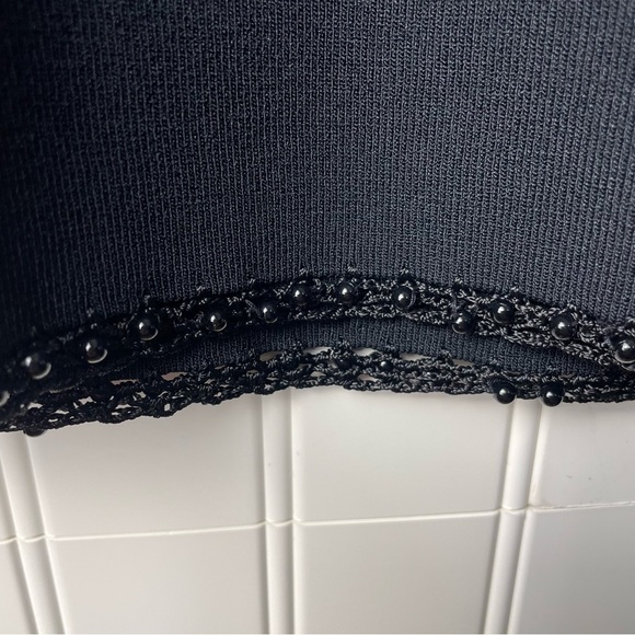 Grace Dane Lewis‎ Black Knit Lace Beaded Hem Pencil Skirt Stretch Knit sz L - Picture 3 of 9